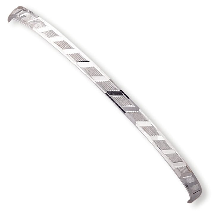Sterling Silver 4mm Fancy Diamond-cut Slip-On Bangle Bracelet