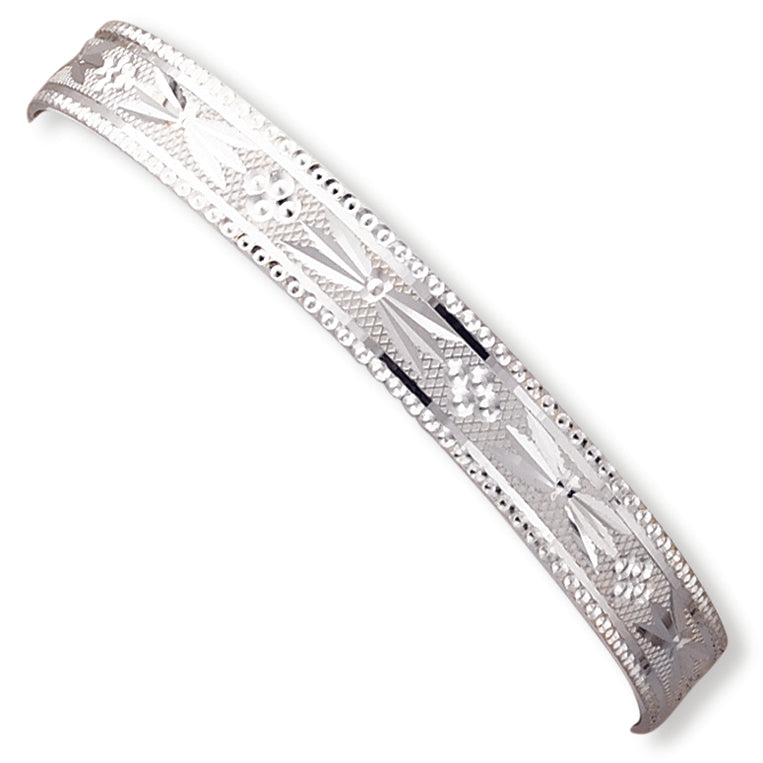 Sterling Silver 9mm Fancy Diamond-cut Slip-On Bangle Bracelet