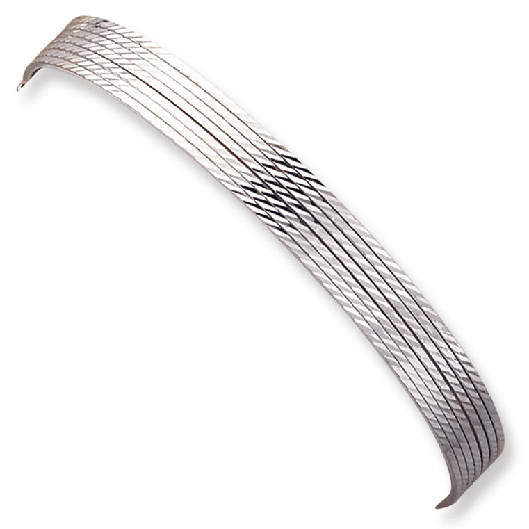 Sterling Silver 7.5mm Fancy Diamond-cut Slip-On Bangle Bracelet