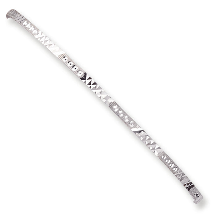 Sterling Silver 2.25mm Fancy Diamond-cut Slip-On Bangle Bracelet