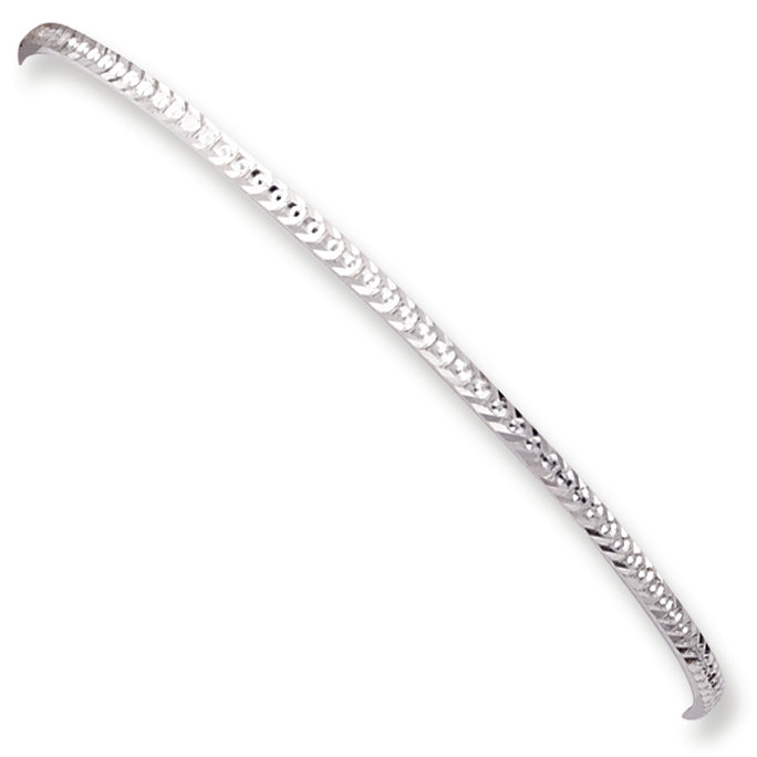 Sterling Silver 2.25mm Fancy Diamond-cut Slip-On Bangle Bracelet
