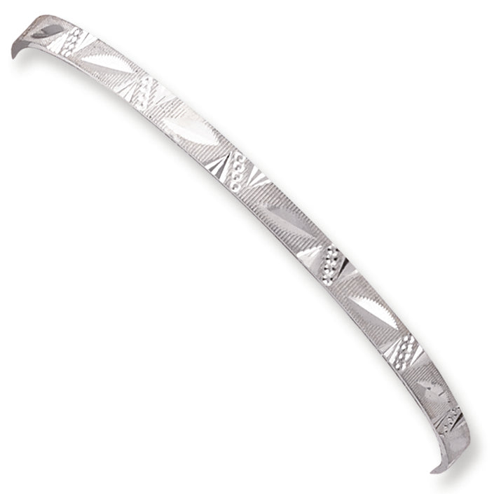 Sterling Silver 4mm Fancy Diamond-cut Slip-On Bangle Bracelet