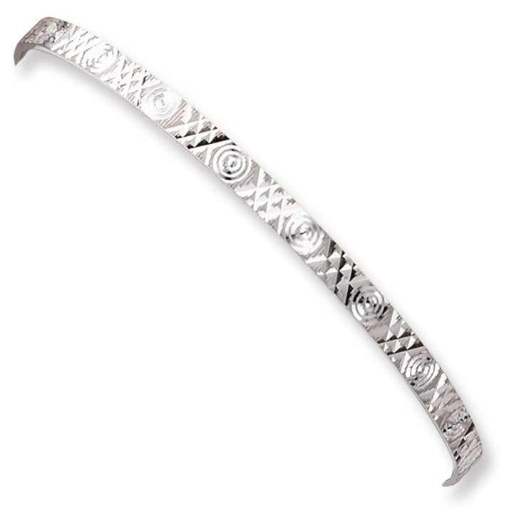 Sterling Silver 4mm Fancy Diamond-cut Slip-On Bangle Bracelet