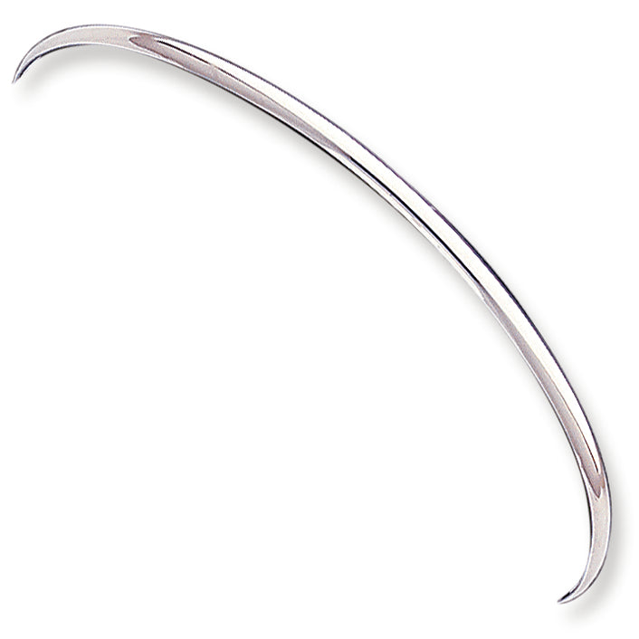 Sterling Silver 2.25mm Solid Polished Plain Slip-On Bangle Bracelet