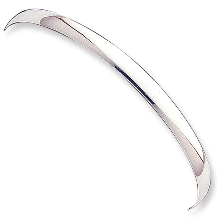 Sterling Silver 4.5mm Solid Polished Plain Slip-On Bangle Bracelet