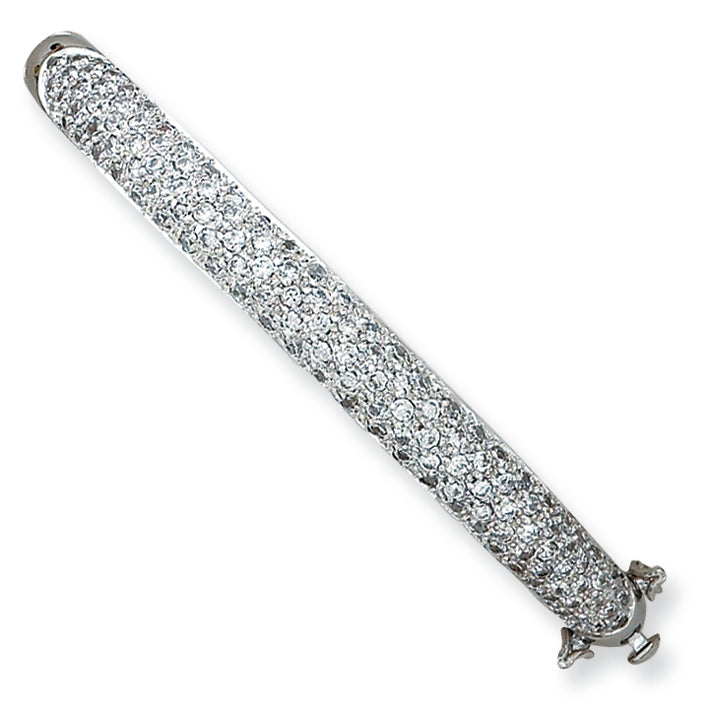 Sterling Silver Hinged CZ Bangle