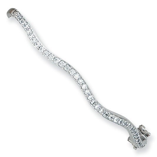 Sterling Silver CZ Hinged Bangle