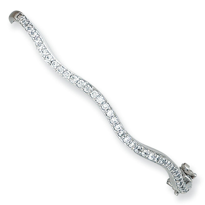 Sterling Silver CZ Hinged Bangle