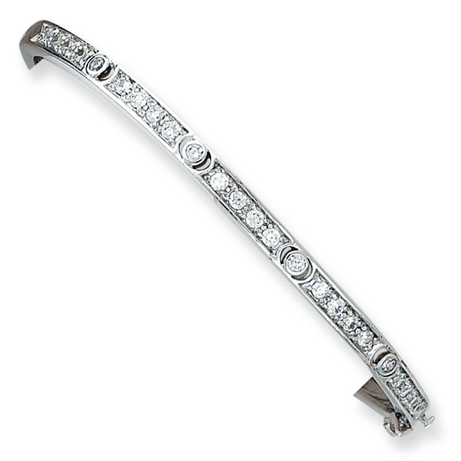 Sterling Silver CZ Hinged Bangle