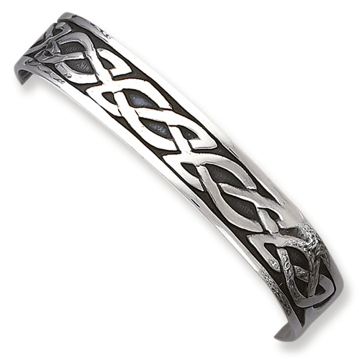 Sterling Silver 12.5mm Cuff Bangle Bracelet