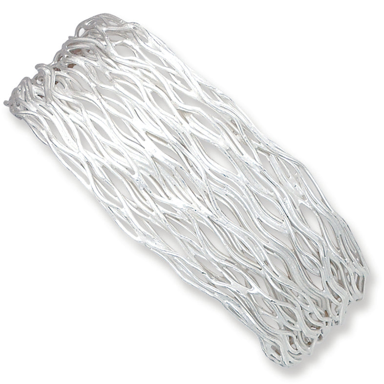 Sterling Silver Wavy Wire Cuff Bangle Bracelet