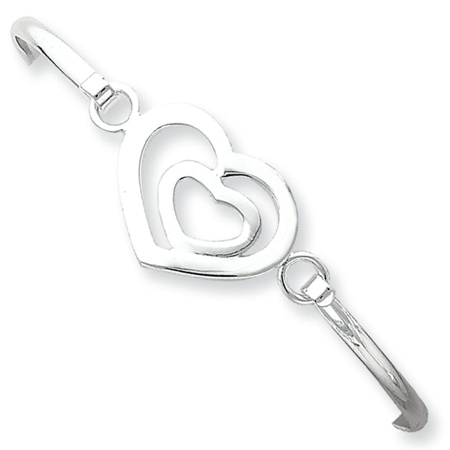 Sterling Silver Heart within a Heart Bangle Bracelet