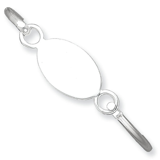 Sterling Silver Bangle w/Oval ID Plate Bracelet