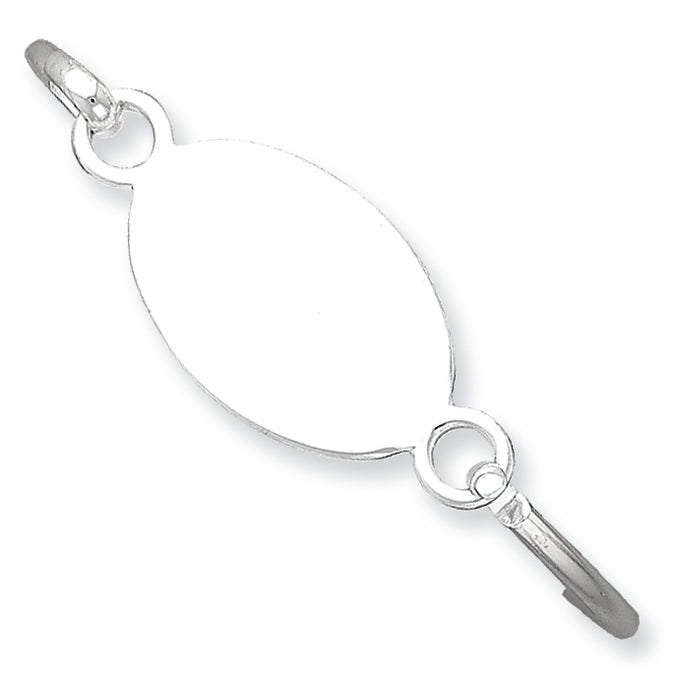 Sterling Silver w/Oval ID Plate Bangle Bracelet