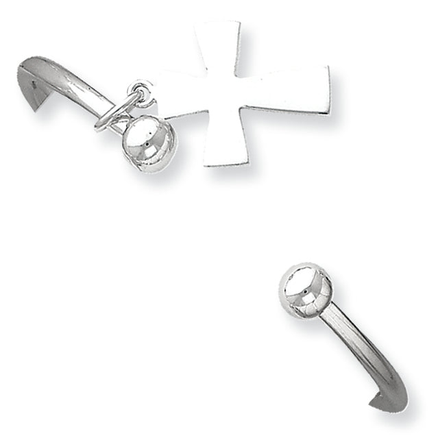 Sterling Silver Cross Cuff Bangle Bracelet