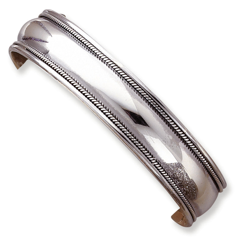 Sterling Silver 14.5mm Antiqued Cuff Bangle Bracelet