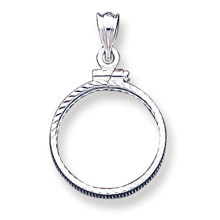 Sterling Silver 19.1 x 1.5mm $0.01 Diamond Cut Coin Bezel Pendant