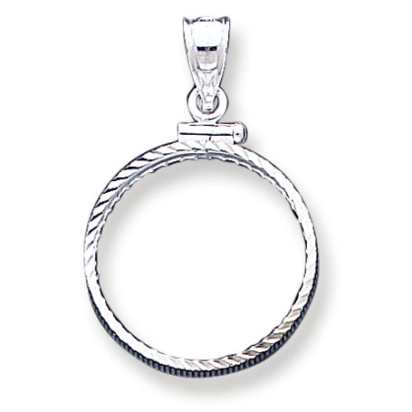 Sterling Silver 21.1 x 2mm $0.05 Diamond Cut Coin Bezel Pendant