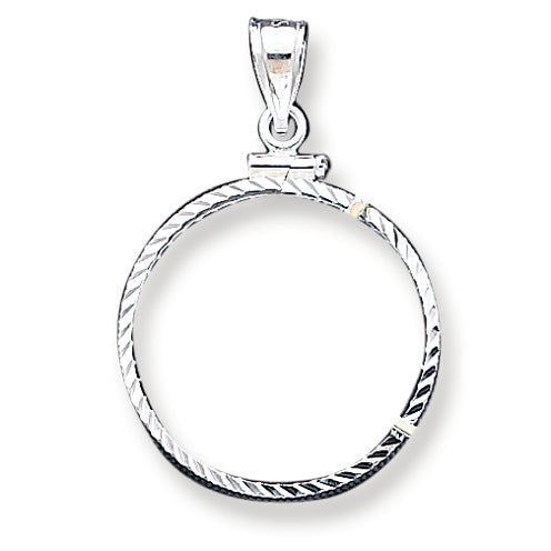 Sterling Silver 24.1 x 1.7mm $0.25 Diamond Cut Coin Bezel Pendant