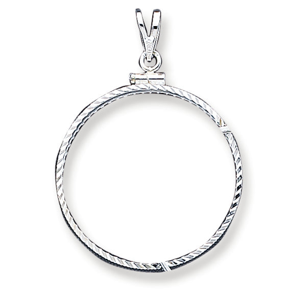 Sterling Silver 30.5 x 2.1mm $0.50 Diamond Cut Coin Bezel Pendant