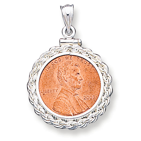 Sterling Silver 19.1 x 1.5mm $0.01 Rope Coin Bezel Pendant