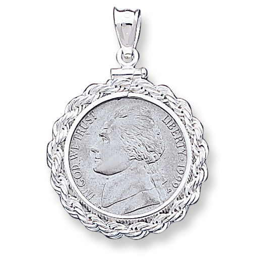 Sterling Silver 21.1 x 2mm $0.05 Rope Coin Bezel Pendant