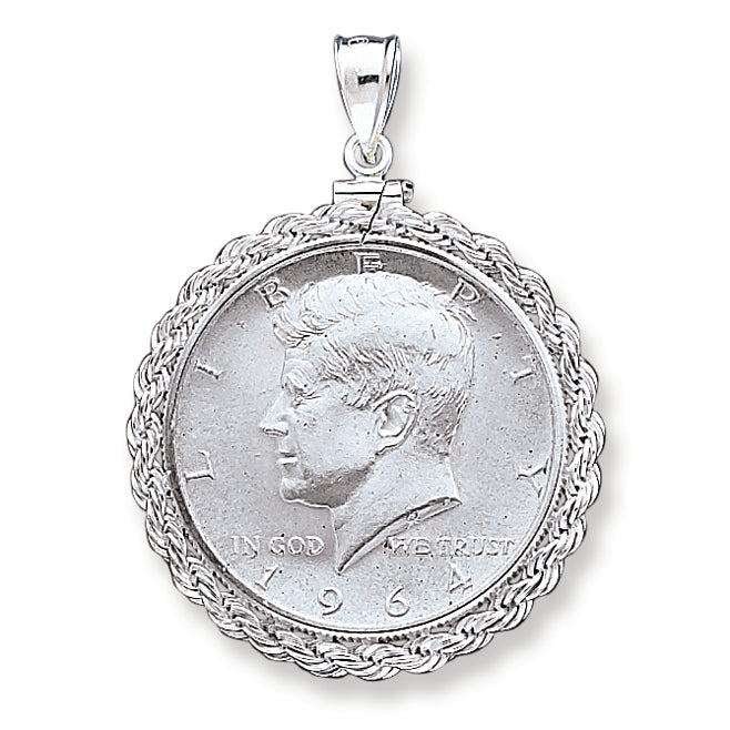 Sterling Silver 30.5 x 2.1mm $0.50 Rope Coin Bezel Pendant