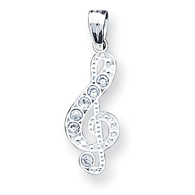 Sterling Silver CZ Treble Clef Charm