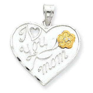 Sterling Silver I Love You Mom Heart Charm