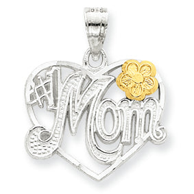 Sterling Silver # 1 Mom Heart Charm