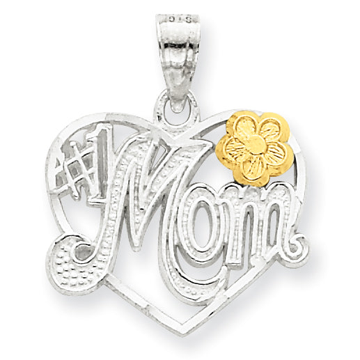 Sterling Silver # 1 Mom Heart Charm