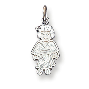 Sterling Silver Girl Martial Arts Charm