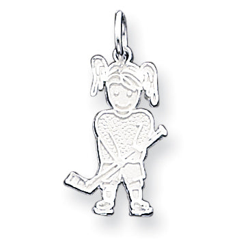 Sterling Silver Hockey - Girl Charm