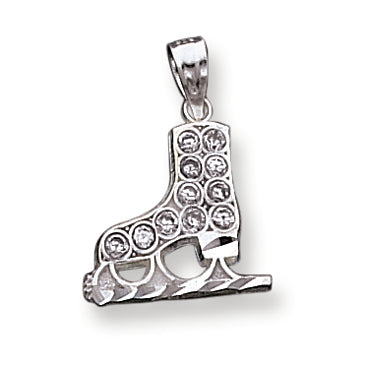 Sterling Silver CZ Ice Skate Charm