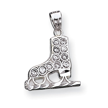 Sterling Silver CZ Ice Skate Charm