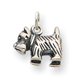 Sterling Silver Antiqued Dog Charm