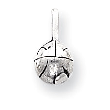 Sterling Silver Antiqued Basketball Charm