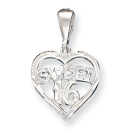 Sterling Silver HEART SWEET 16 Charm