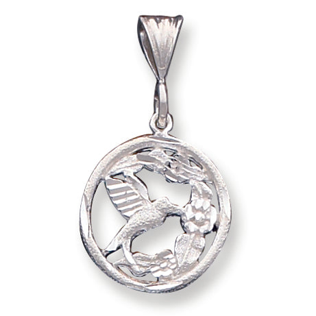 Sterling Silver HUMMINGBIRD W/FLOWERS Charm