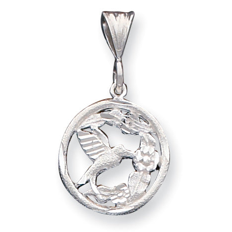 Sterling Silver HUMMINGBIRD W/FLOWERS Charm