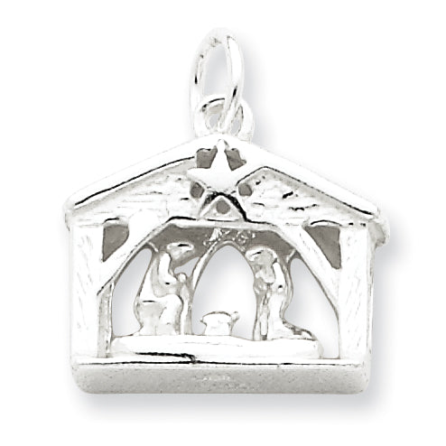 Sterling Silver Antiqued Manger Charm