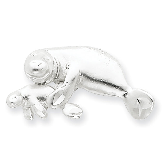 Sterling Silver Manatee with Baby Charm