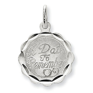 Sterling Silver A Date To Remember Disc Charm