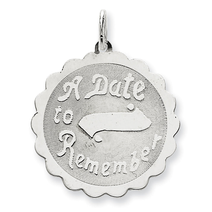 Sterling Silver A Date To Remember Disc Charm