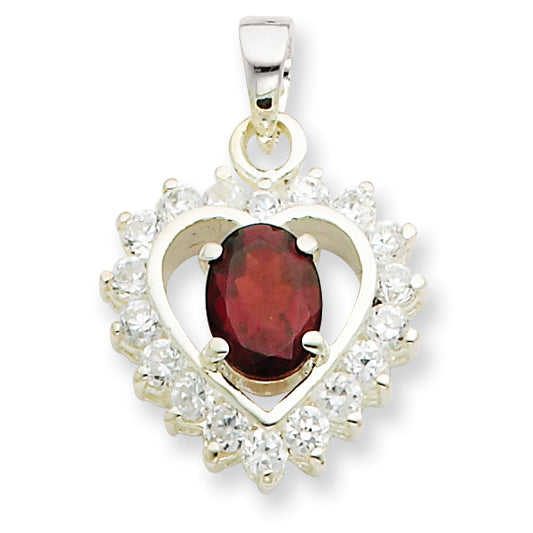 Sterling Silver Garnet & CZ Pendant