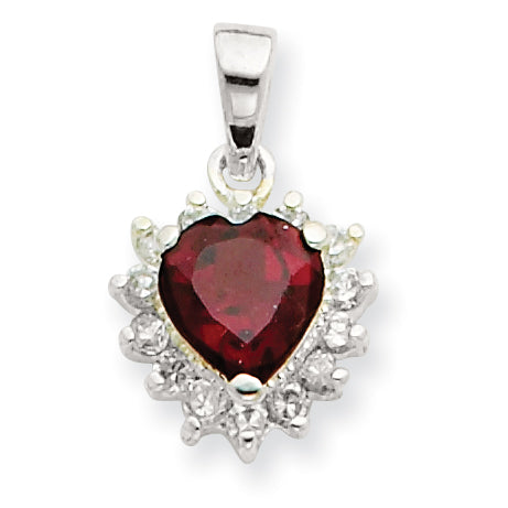 Sterling Silver Garnet & CZ Pendant