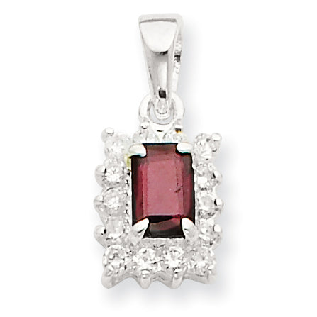 Sterling Silver Garnet & CZ Pendant