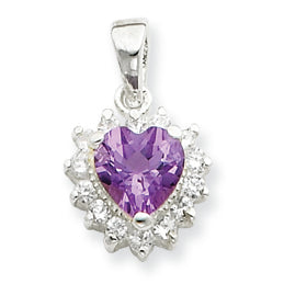 Sterling Silver Amethyst & CZ Pendant