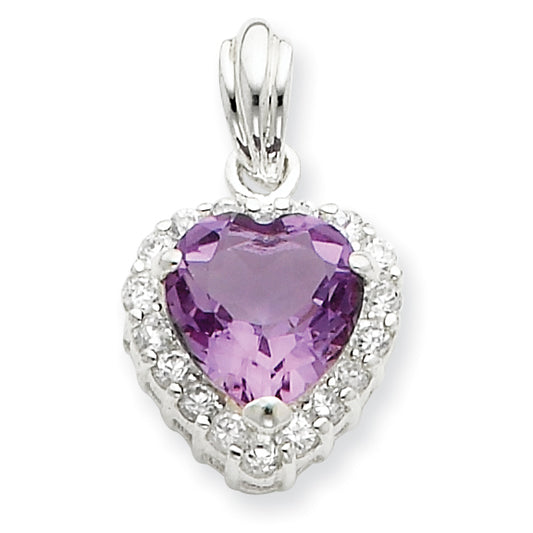 Sterling Silver Amethyst & CZ Pendant