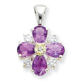Sterling Silver Amethyst & CZ Pendant